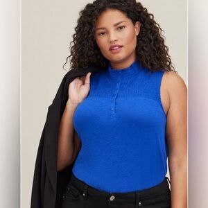 Torrid Royal Blue Slub Smocked-yolk top
